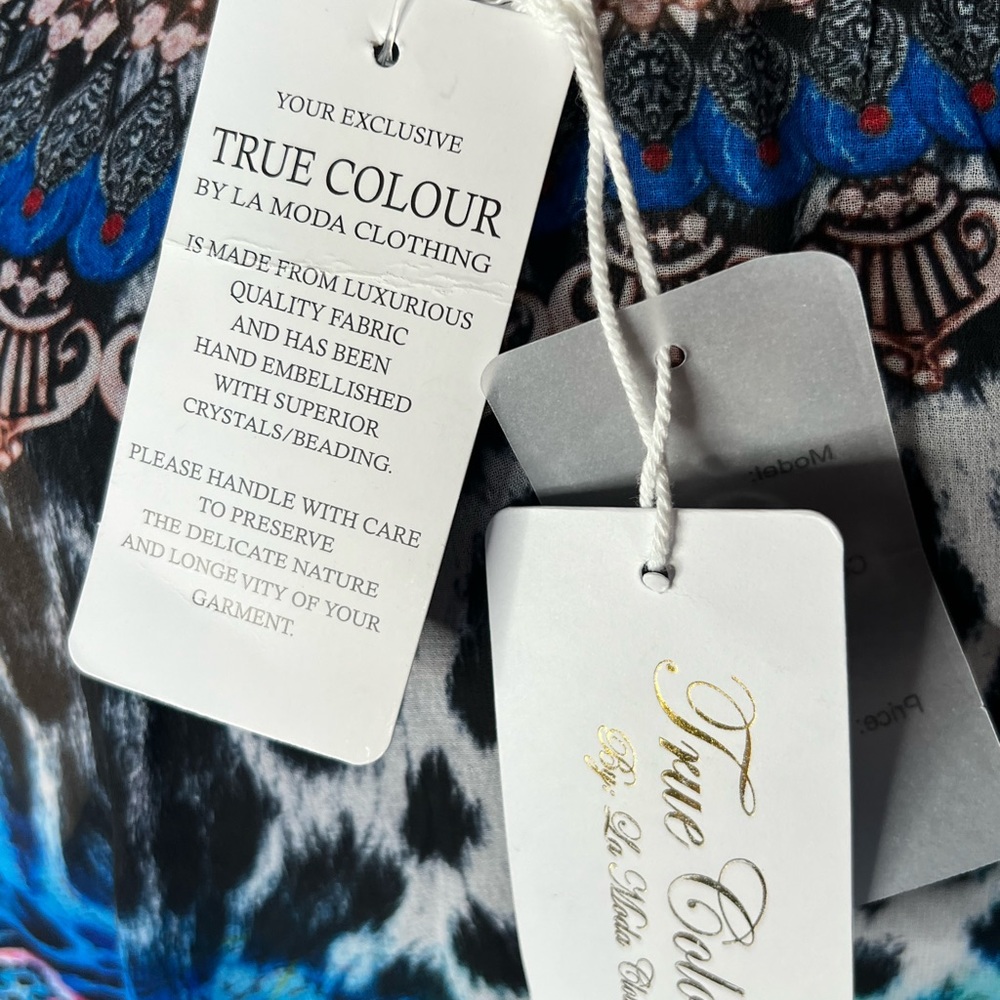 NWT True Colours by La Moda Blue Cat Maxi Swim Cover Up Caftan - Picture 4 of 5